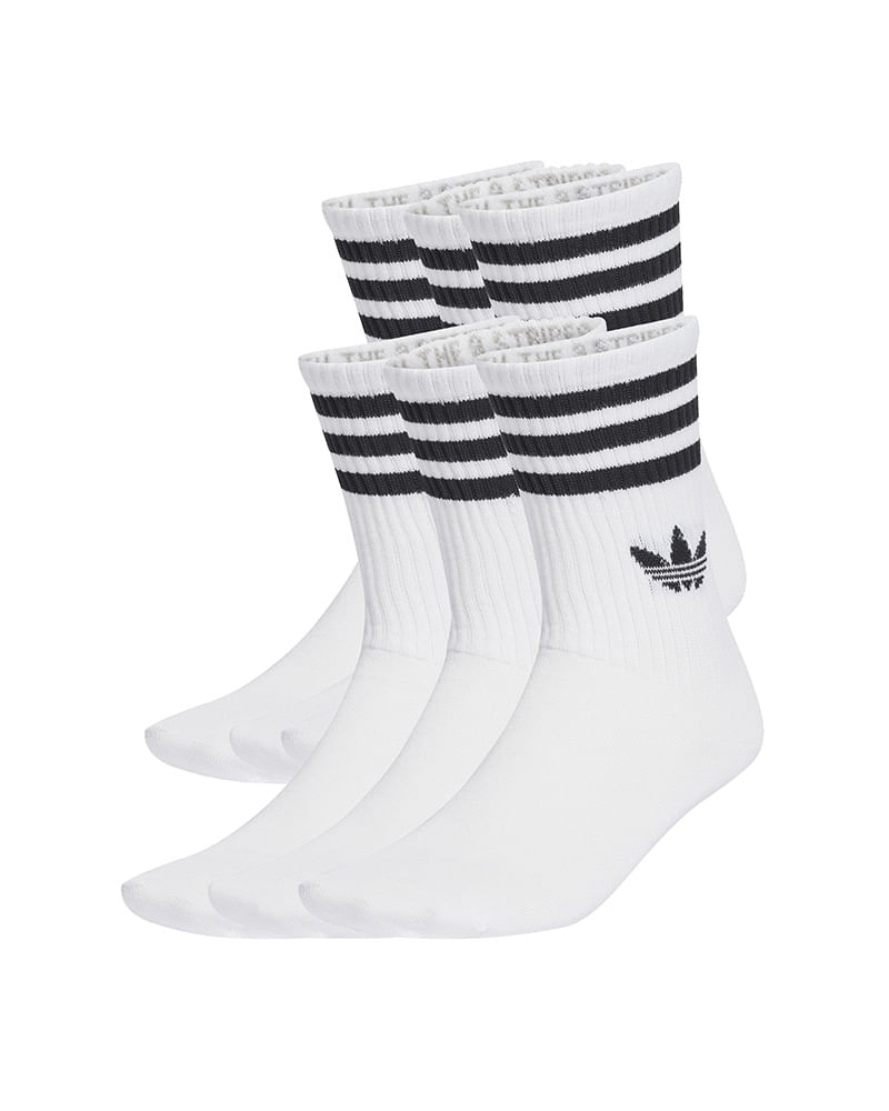 Meia adidas 3 Stripes Crew 6 Pares Unissex