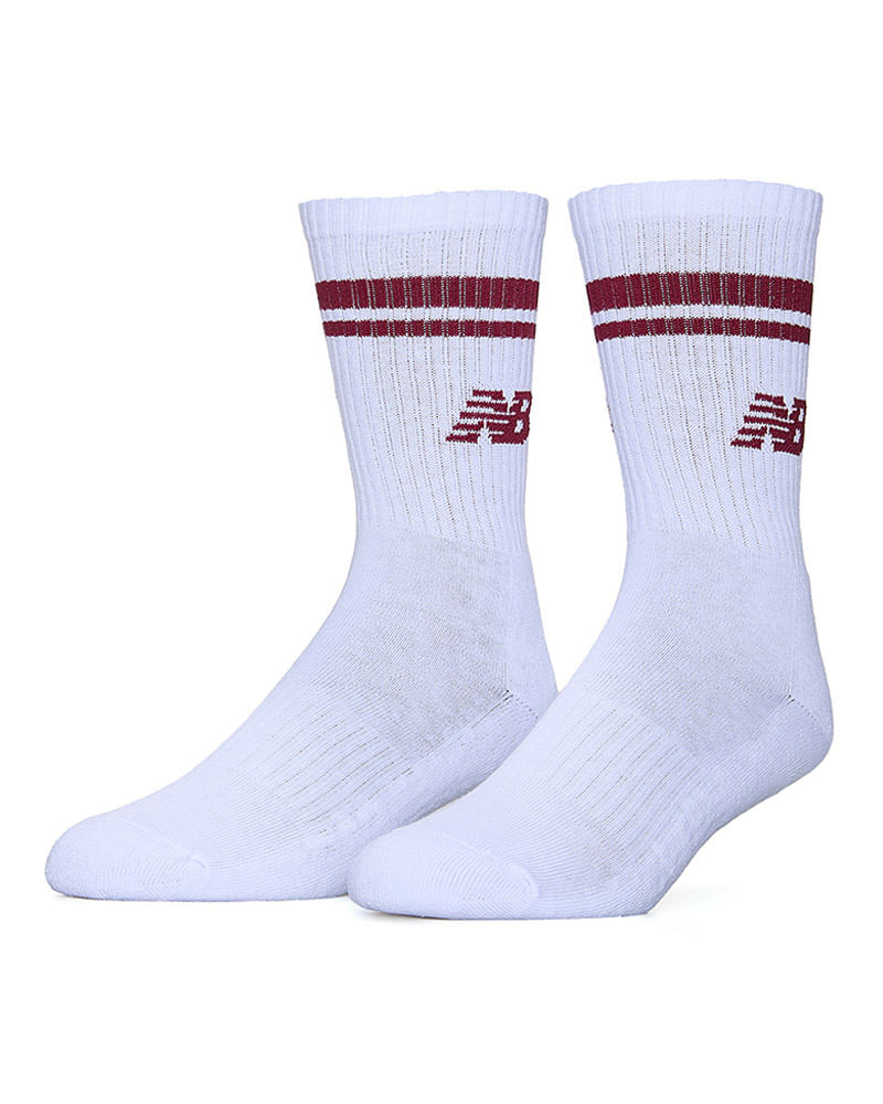 Meia New Balance Listrada Canelada Cano Alto Unissex